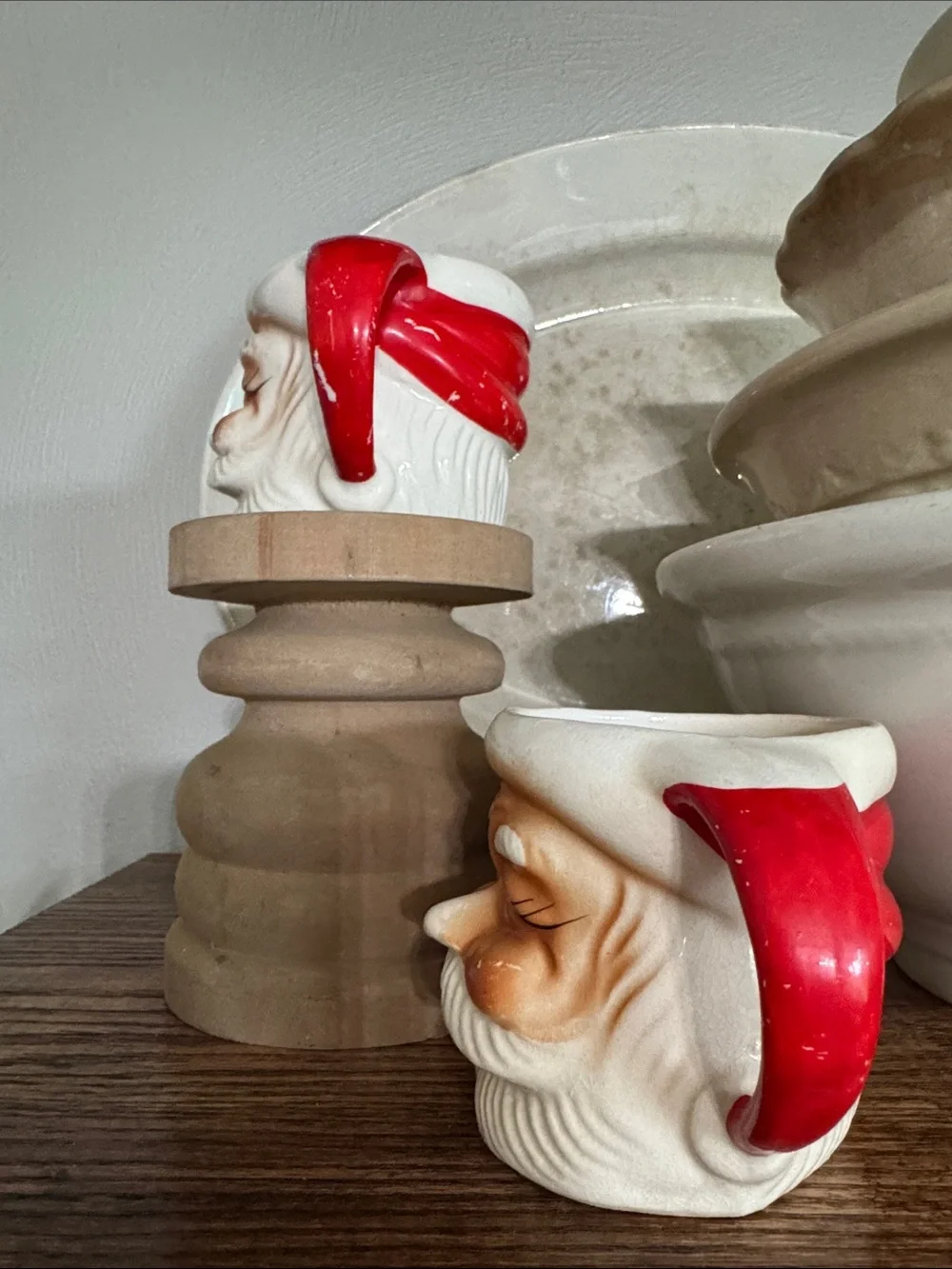 Crazed & Chippy Vintage Santa Mugs